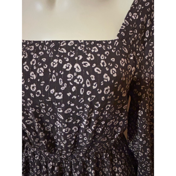 Altar'd State Boho Dress Size M Dark Gray Floral Long Sleeve - Picture 2 of 10
